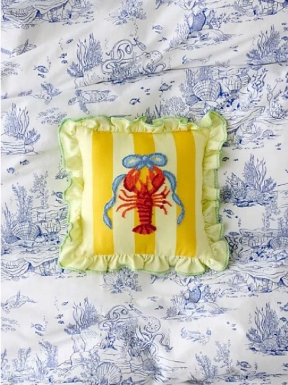 Urban Outfitters Palm B*tch Tufted Striped Ruffle Mini Throw Pillow